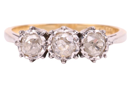 Lot 9 - A diamond three-stone ring, featuring three...