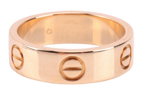 Lot 202 - Cartier - a 'Love' ring, flat polished band...