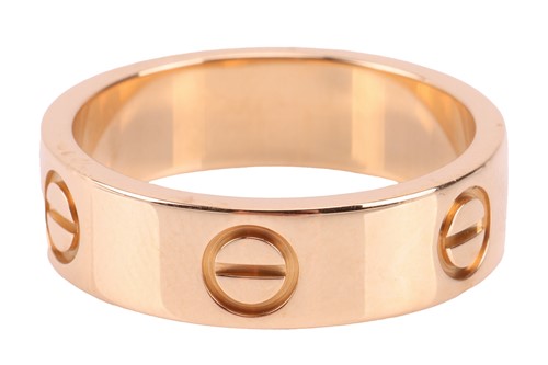 Lot 202 - Cartier - a 'Love' ring, flat polished band...