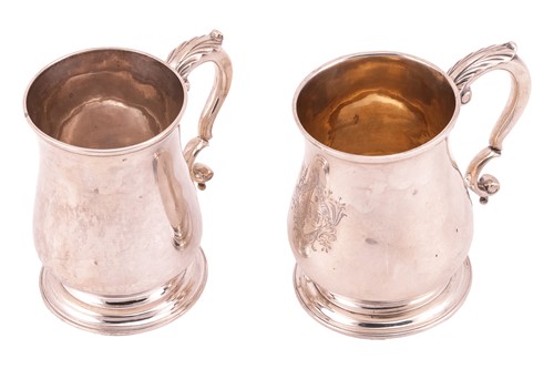 Lot 366 - A George II silver half-pint mug of baluster...