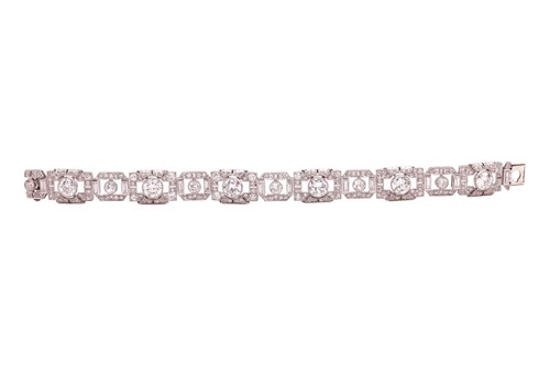 Lot 267 - An Art Deco diamond link bracelet, angular...