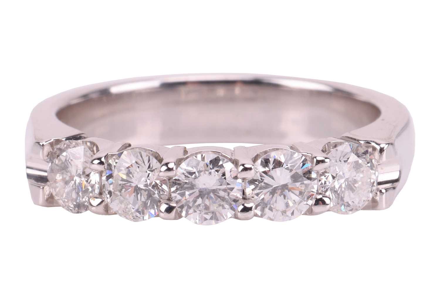 Lot 231 - A five-stone diamond ring, featuring five...