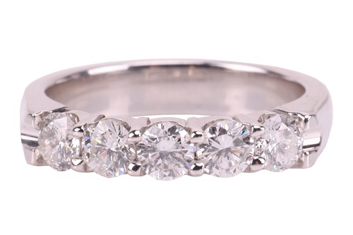 Lot 231 - A five-stone diamond ring, featuring five...