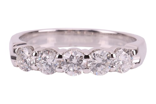 Lot 156 - A five-stone diamond ring, featuring five...