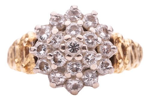 Lot A Modernist-style diamond cluster ring in 18ct...