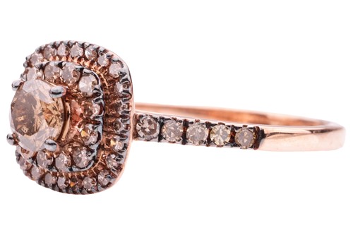 Lot 237 - A brown diamond cluster ring in 9ct rose gold,...
