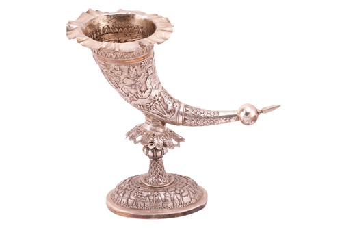 Lot 351 - A colonial Indian or Burmese silver pedestal...