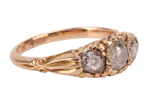 Lot 254 - An early 20th-century half-hoop ring, set with...