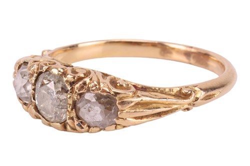 Lot 254 - An early 20th-century half-hoop ring, set with...