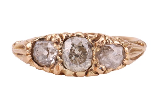 Lot 254 - An early 20th-century half-hoop ring, set with...