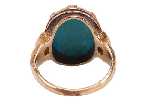 Lot 89 - A turquoise and diamond dress ring, comprising...