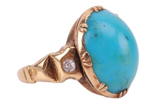 Lot 89 - A turquoise and diamond dress ring, comprising...