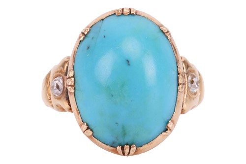 Lot 89 - A turquoise and diamond dress ring, comprising...