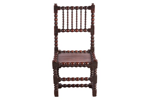 Lot 108 - A William III bobbin-turned oak back stool...