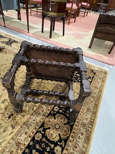 Lot 108 - A William III bobbin-turned oak back stool...