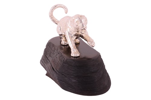 Lot 361 - A Patrick Mavros figure of a leopard on an...
