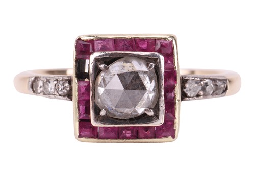 Lot An Art Deco diamond and ruby dress ring, the...