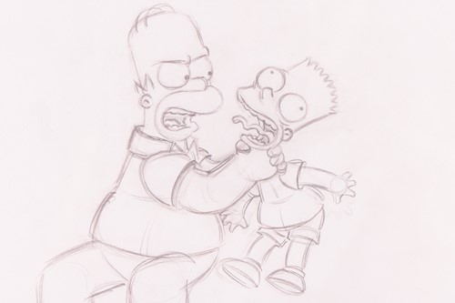 Lot 175 - The Simpsons: Two scene sketches from the...