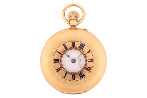 Lot 329 - An 18ct gold half-hunter pocket watch, the...