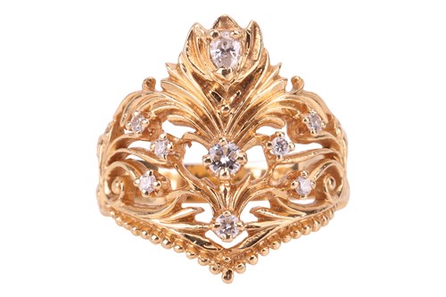 Lot 56 - A diamond-set dress ring in 18ct gold, of...