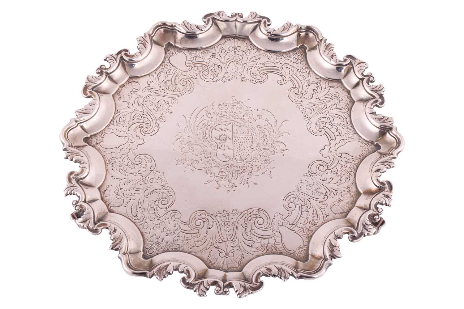 Lot 335 - A George II Irish silver salver by Robert...