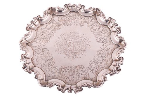 Lot 335 - A George II Irish silver salver by Robert...