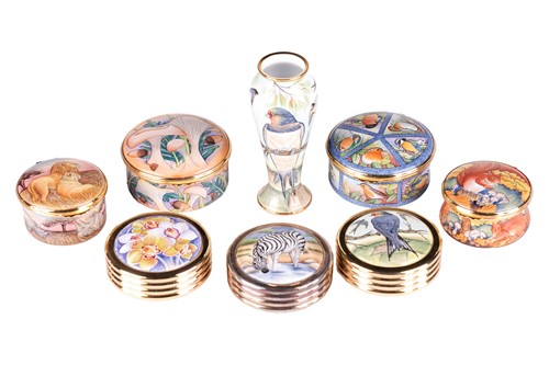 Lot A collection of eight Moorcroft enamel items,...