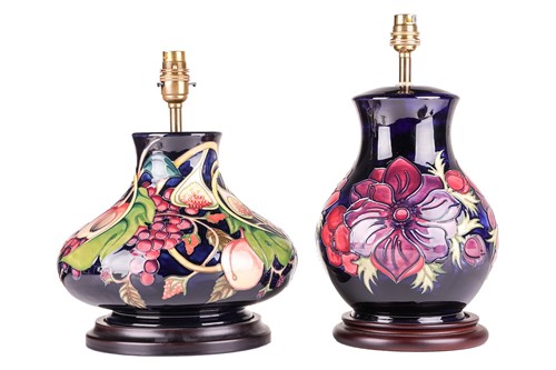 Lot Two contemporary large Moorcroft table lamps,...