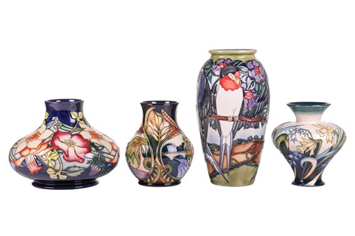 Lot Four boxed contemporary Moorcroft vases,...