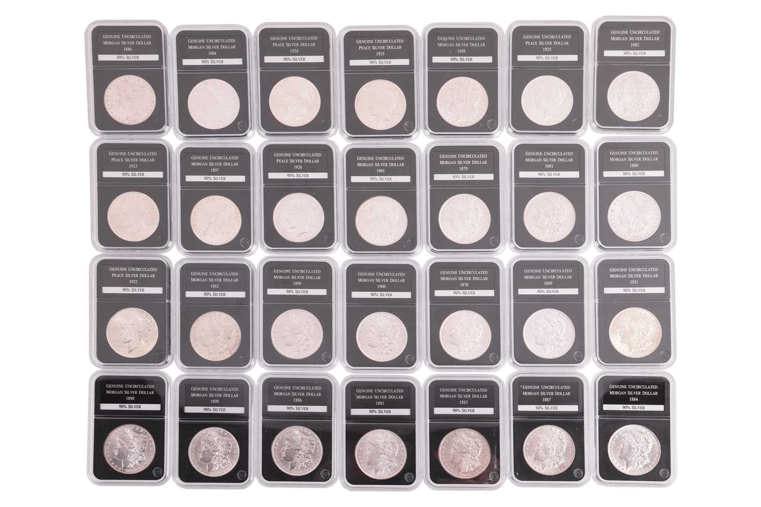 Lot 159 - A Morgan dollar coin collection of 22 from...