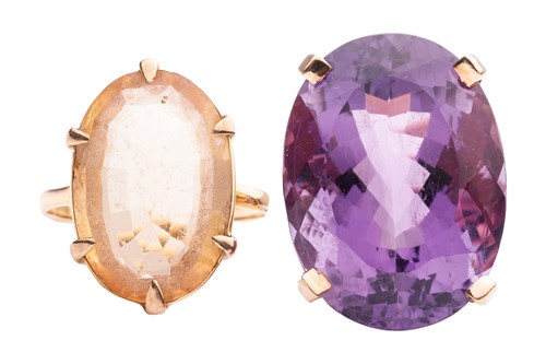 Lot 8 - Two gem-set dress rings; One amethyst claw set...