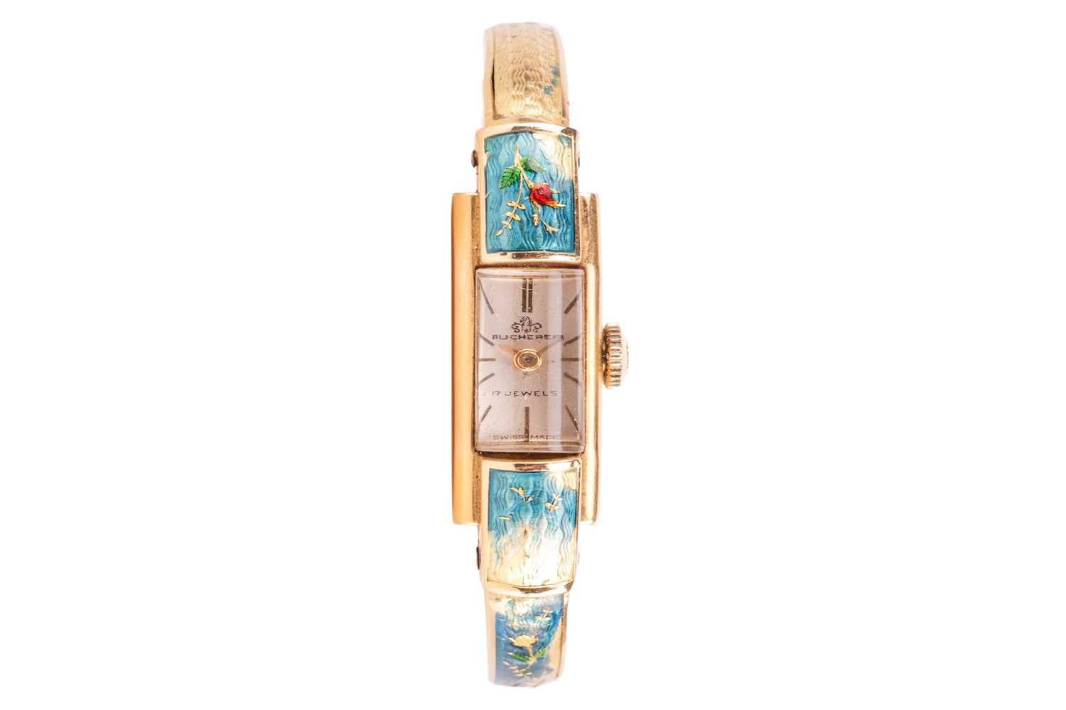 Lot 280 - Bucherer - an enamel cocktail watch, featuring...