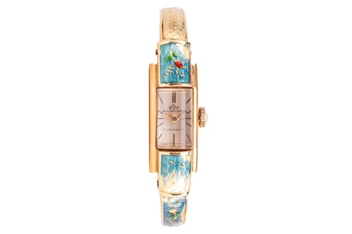 Lot Bucherer - an enamel cocktail watch, featuring...