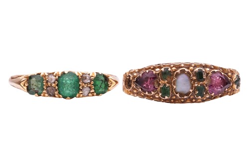 Lot 126 - Two Victorian gem-set rings; to include a...