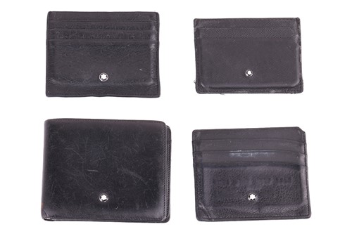 Lot 93 - Four Mont Blanc black leather wallets,...