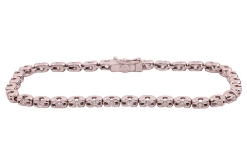 Lot A diamond line bracelet, comprising a row of...