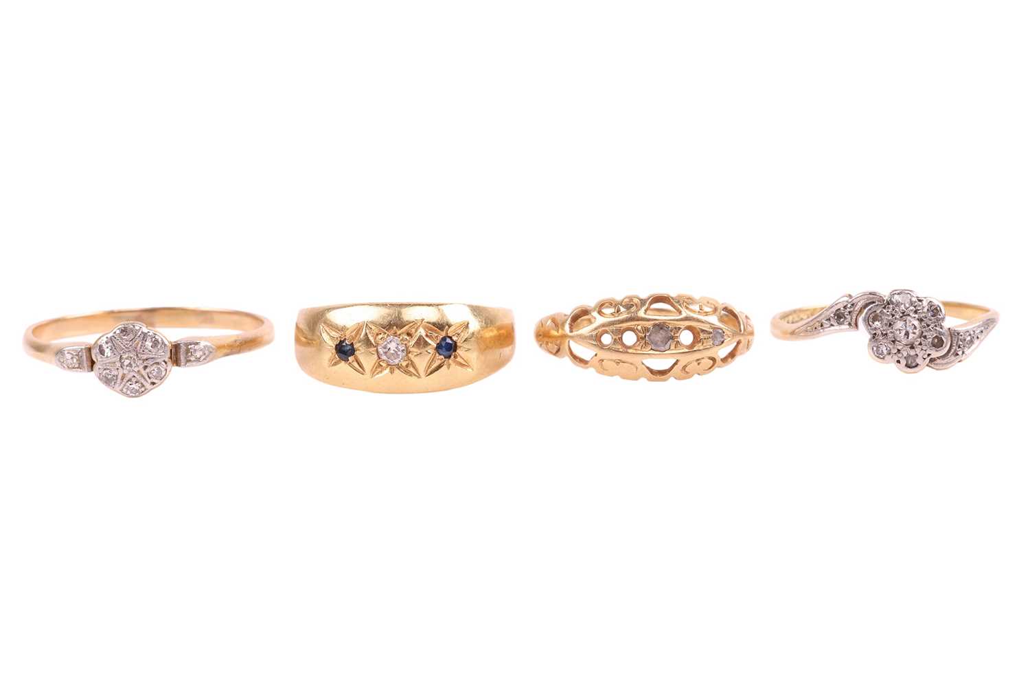 Lot 108 - Four diamond-set rings; The first a diamond...