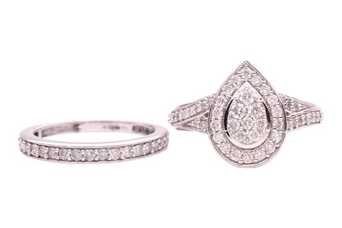 Lot 16 - A diamond-set engagement ring and matching...