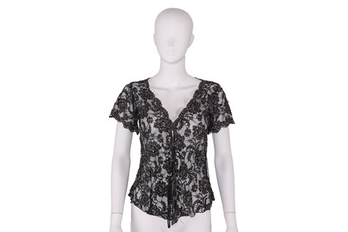 Lot 296 - Susan George – Phase Eight black lace cap...