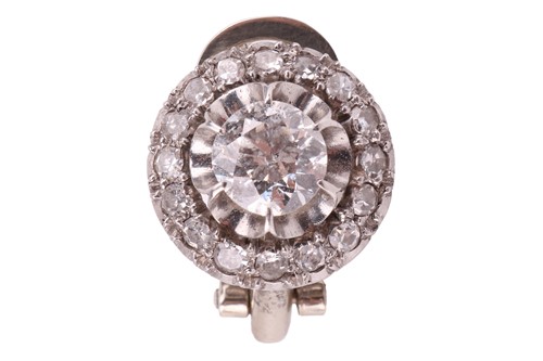 Lot 20 - A diamond cluster single earring, centred with...