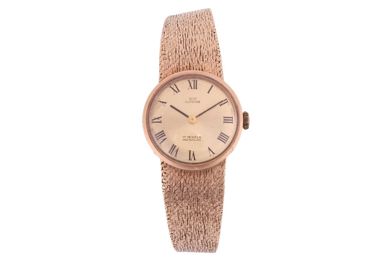 Lot 255 - A Glycene 9ct Ladies Wristwatch Year: 1970s...