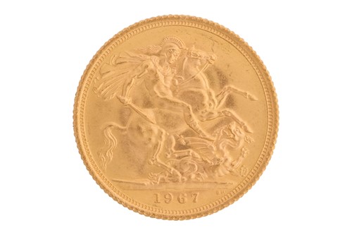 Lot 12 - An Elizabeth II full sovereign, 1967, young...