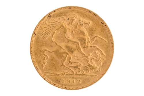 Lot 14 - A George V half sovereign, 1912, obverse bare...