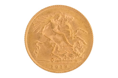 Lot 15 - A George V half sovereign, 1913, obverse bare...