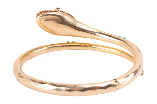 Lot 19 - A Victorian turquoise-set serpent crossover...