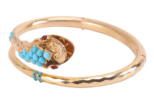Lot 19 - A Victorian turquoise-set serpent crossover...
