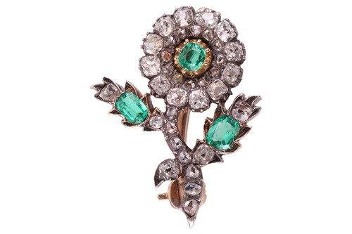 Lot A Victorian emerald and diamond-set brooch,...