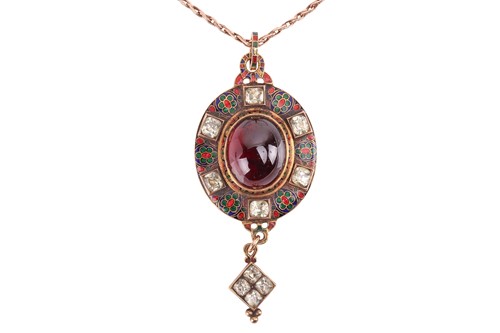 Lot A 19th century Renaissance Revival garnet and...