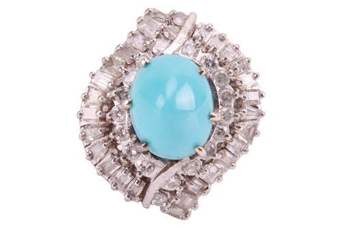 Lot 18 - A turquoise and diamond-set ballerina ring,...