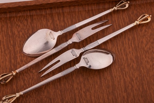 Lot 41 - A set of twelve Danish teaspoons and cake...